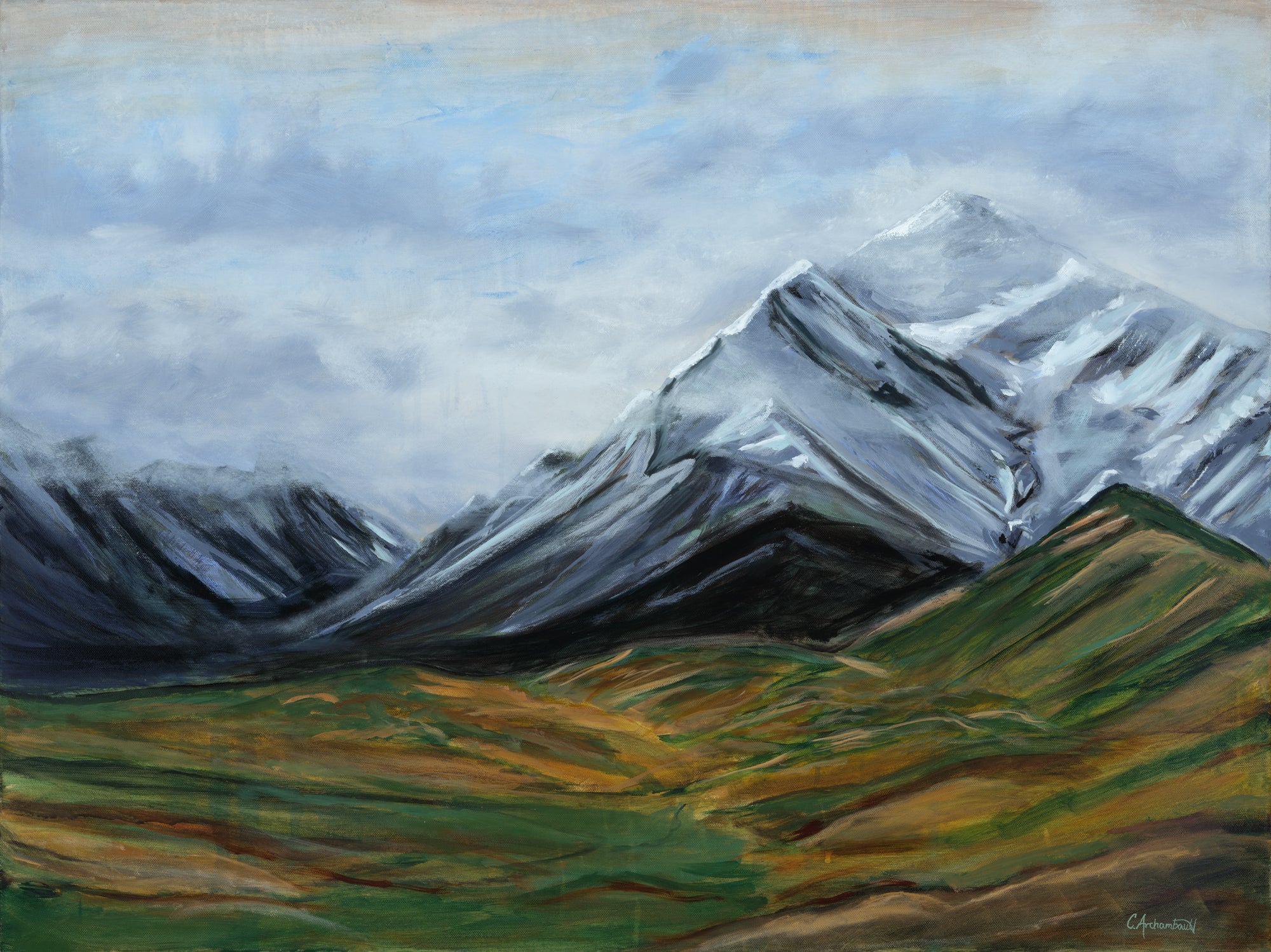 Original abstract mountain landscape painting by Calgary-based Canadian artist Crystal Archambault